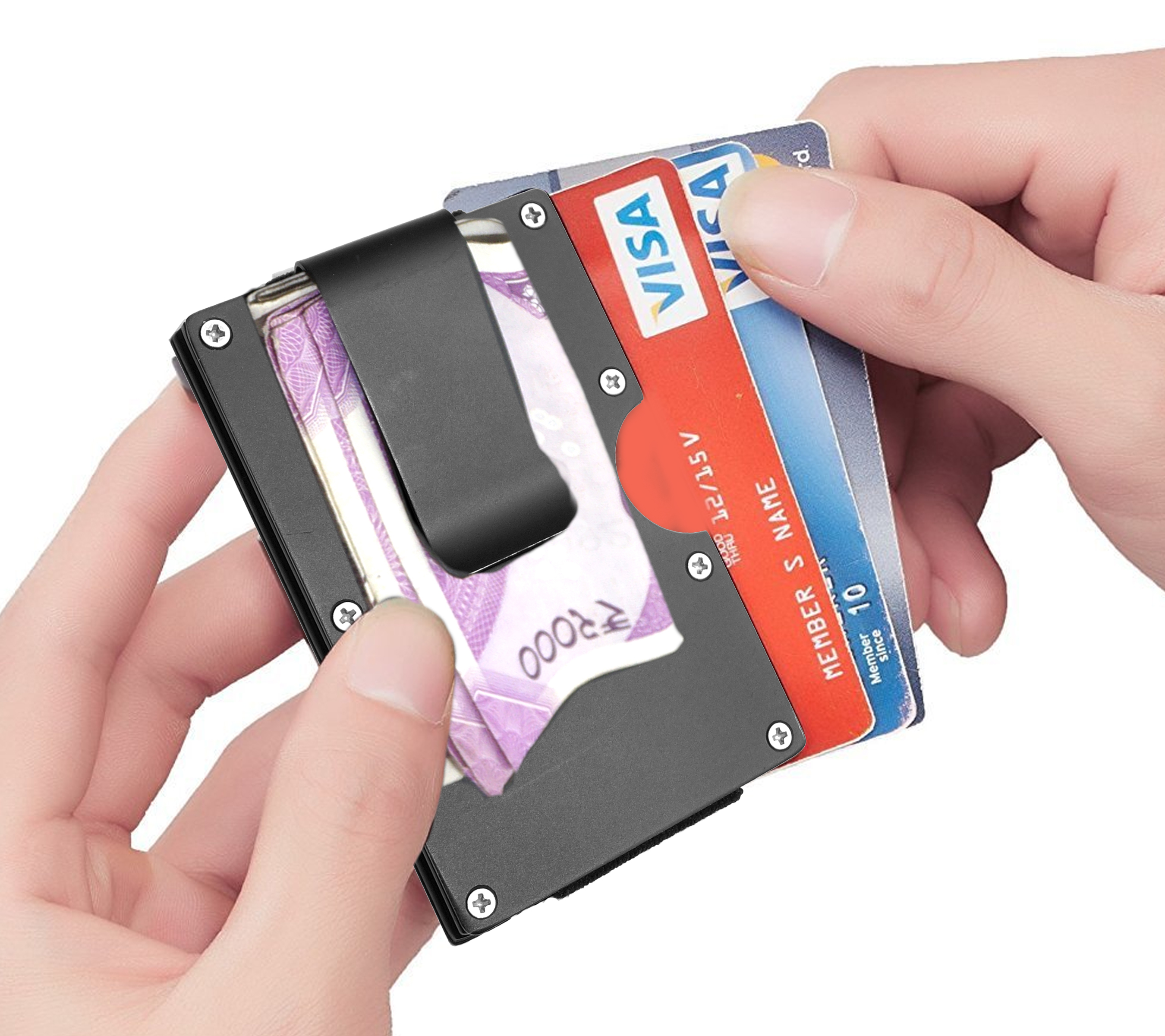 Men Aluminium RFID Blocking Slim Metal Money Clip Wallet Credit Card ID Holder