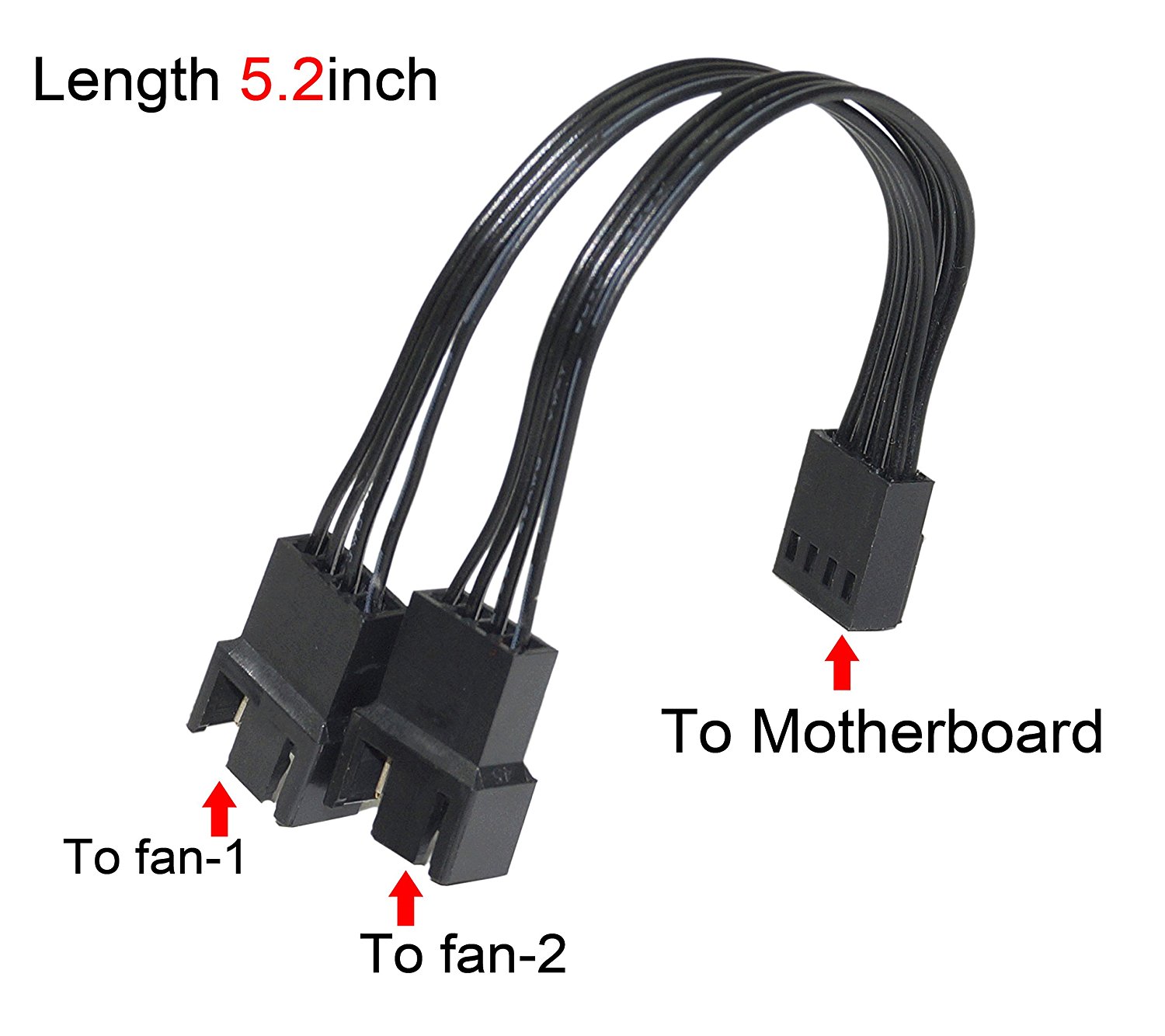 Tåre tiggeri Gå ud DAHSHA 4 Pin to 2 x 4 Pin Computer Case PWM Fan Y-Splitter Adapter Cable-  5.2 Inch – (Black) – Dahsha