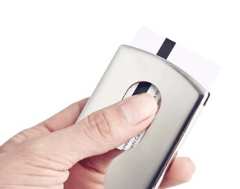 Dahsha Stainless Steel Modern Thumb Slide Out Pocket Business Visiting Card Holder