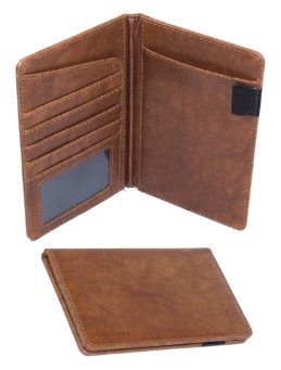 DAHSHA Leather Travel Passport Holder Wallet Credit Debit Card Holder Organiser for Men and Women (Brown)