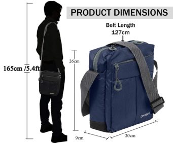 ADISA Men's Travel Sling Bag - Navy Blue Water-Resistant Messenger Bag