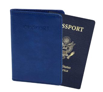 MoKo RFID Blocking Passport Holder Wallet Multi-purpose Passport Cover Premium PU Leather Travel Wallet Case Cover with Snap Button Closure Dark Gray 