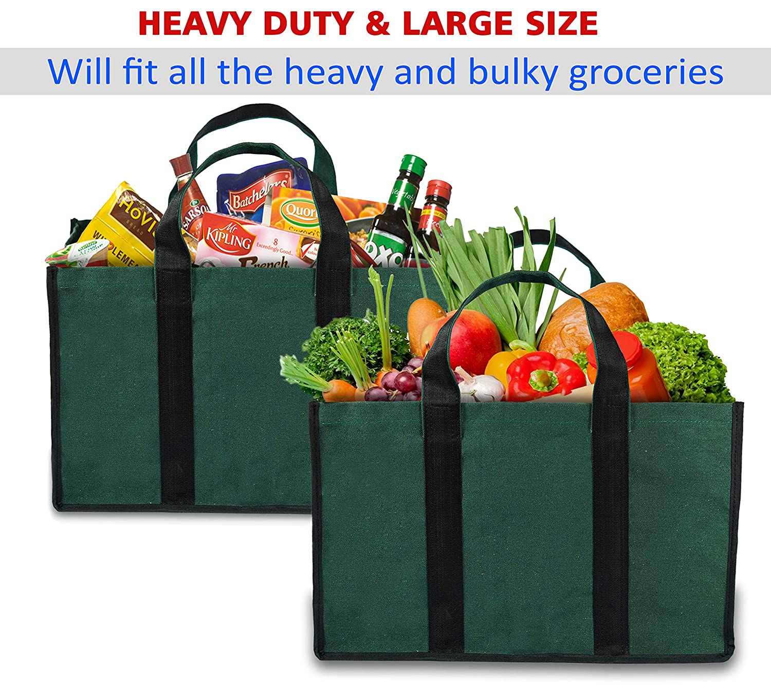DAHSHA Pack of 2 Canvas Shopping Bag/Grocery Bag/Vegetable Bag- Kitchen ...