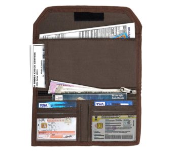 DAHSHA Two Wheeler/Car Document Holder, Vehicle Document Storage Wallet for Registration & Insurance Card– – Brown (25.5 x 12 cm)