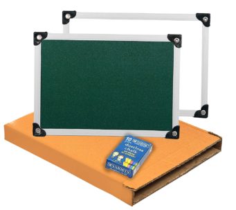 DAHSHA 2 in 1 Double Sided Slate Whiteboard & Blackboard with Aluminium Frame with Chalk for Kids - Size (30X24 cm) with New Cardboard Package