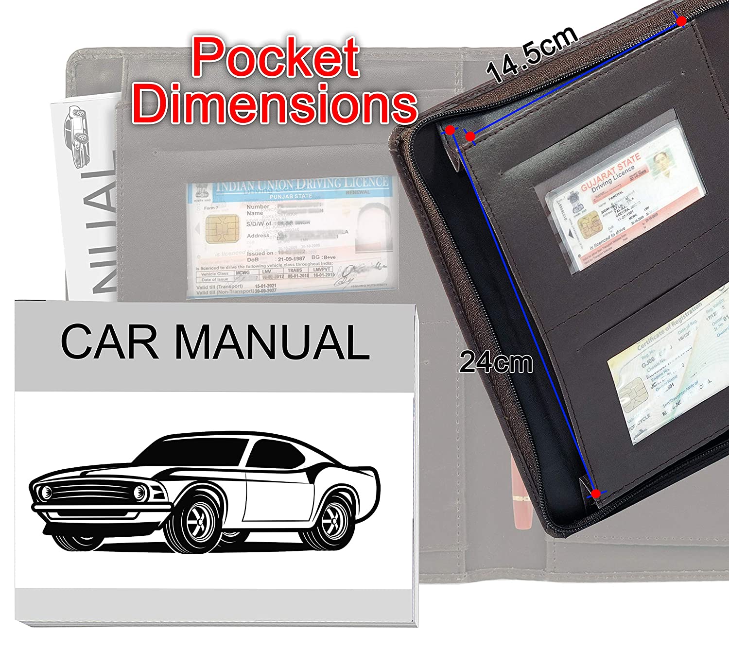 Canvas kwmobile Registration and Insurance Holder Car Document Holder for Vehicle Documents and Cards Grey/Black 