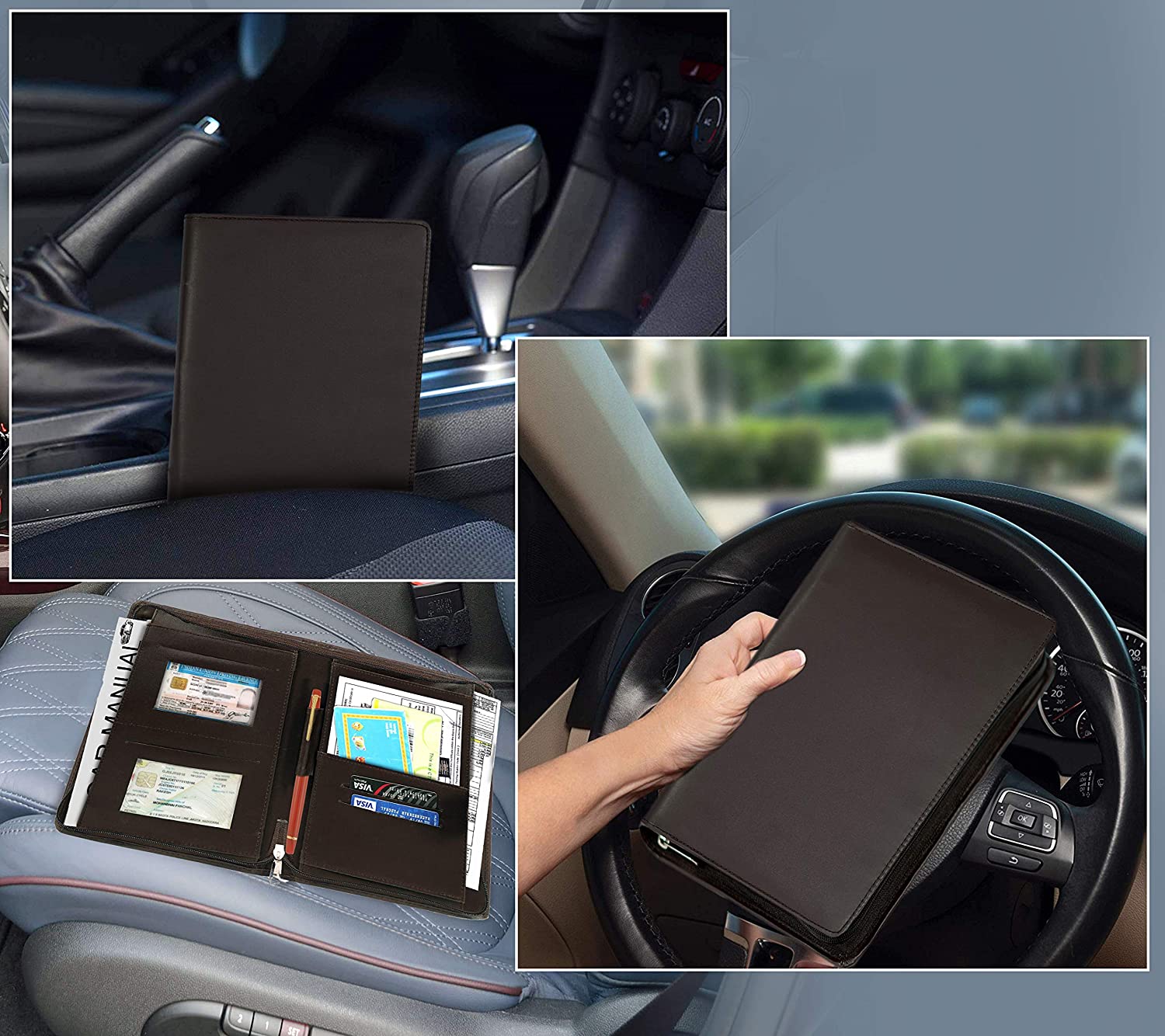 DAHSHA Car Document Holder Owner Manual Case Pouch Vehicle